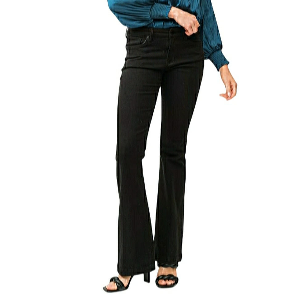 Dear John Womens Rosa Mid Rise Stretch Flare Jeans Size 31 Black NWT